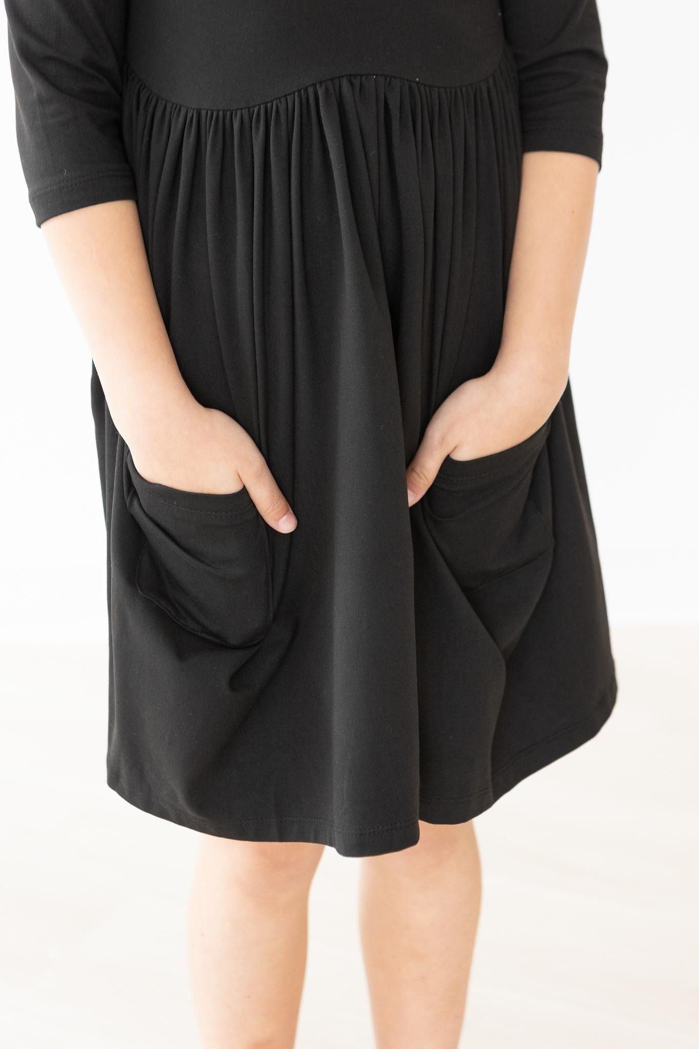 Black 3/4 Pocket Twirl Dress - Mila & Rose ®