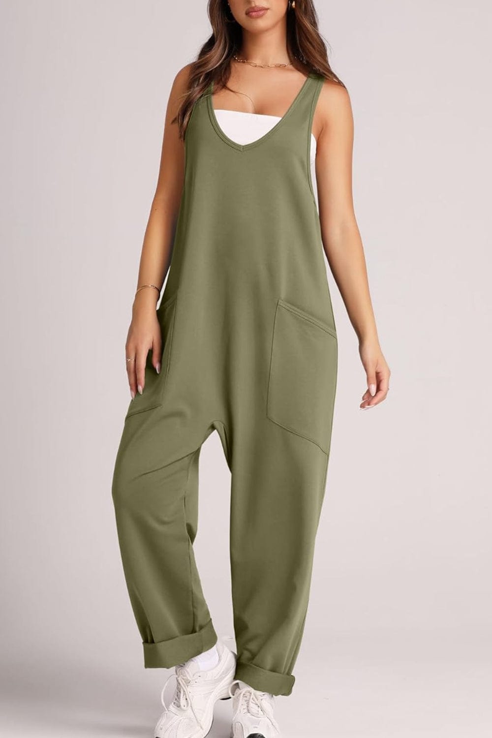 Wide Strap Jumpsuit with Pockets Trendsi