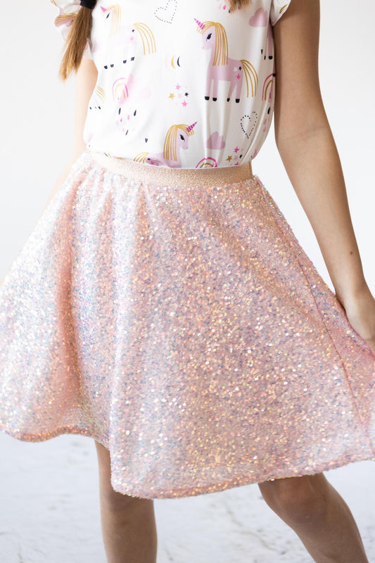 Peach Sequin Twirl Skort