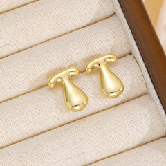 18K Gold-Plated Bubble Letter Stud Earrings - Trendsi