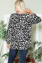 Celeste Full Size Leopard V-Neck Long Sleeve Blouse - Trendsi