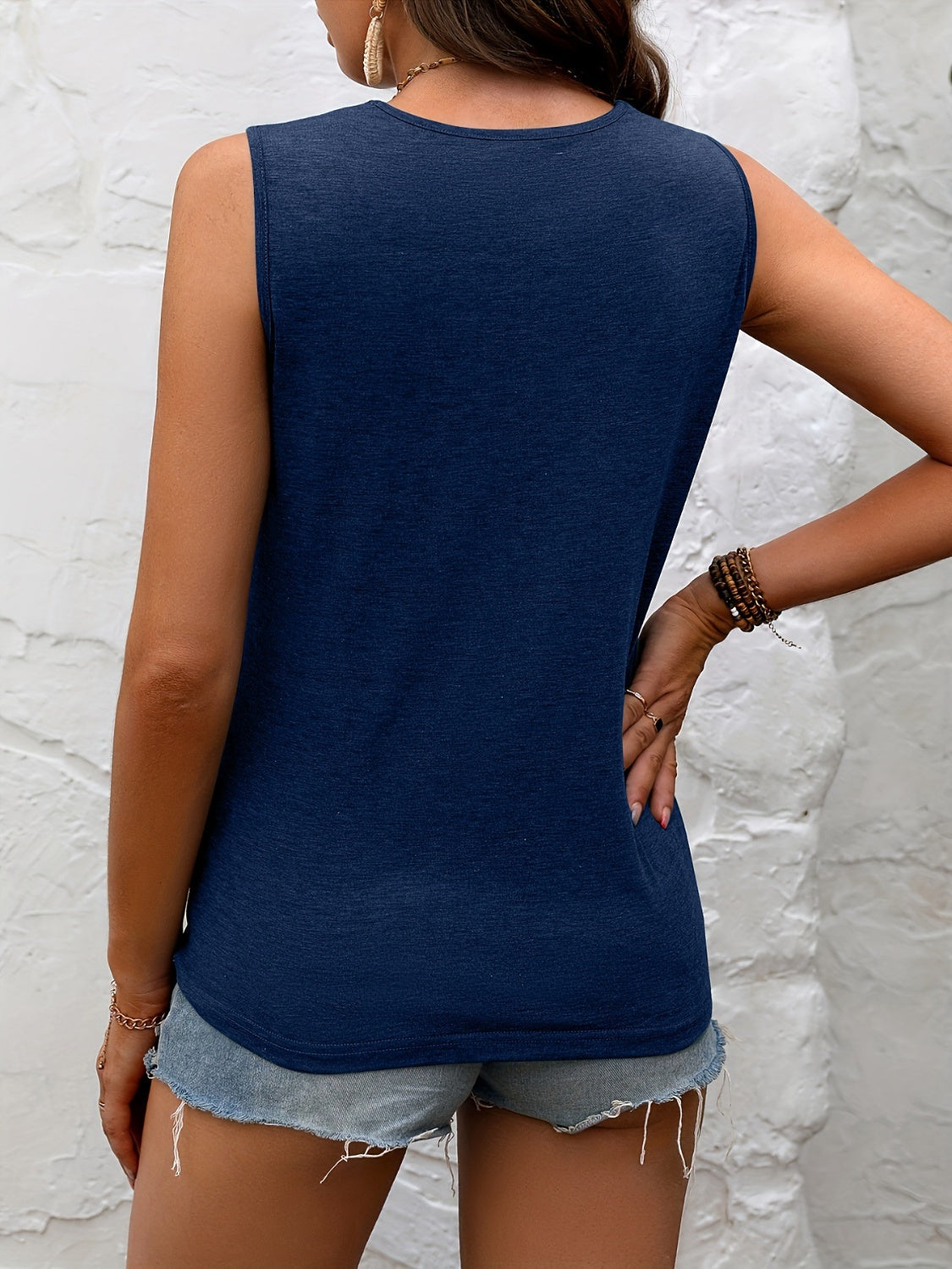 Lace Detail Heathered Tank - Flyclothing LLC