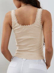 Lace Detail Square Neck Tank Trendsi