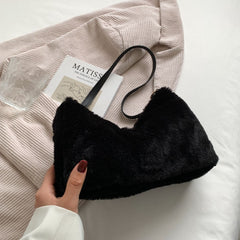 Faux Fur Removable Strap Shoulder Bag