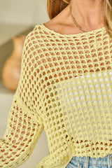 Openwork Round Neck Dropped Shoulder Knit Cover Up