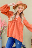 And The Why Swiss Dot V Neck Balloon Sleeve Woven Blouse