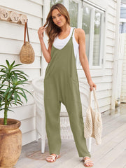 V-Neck Spaghetti Strap Jumpsuit Trendsi