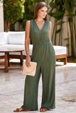 Surplice Wide Strap Jumpsuit with Pockets - Flyclothing LLC