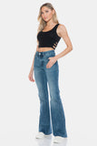 Judy Blue Full Size Tummy Control Cut Hem Flare Jeans - Trendsi