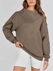 Mock Neck Drop Shoulder Long Sleeve Sweatshirt