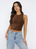 Round Neck Cropped Tank - Trendsi