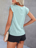 Ruffled Round Neck Cap Sleeve T-Shirt - Flyclothing LLC