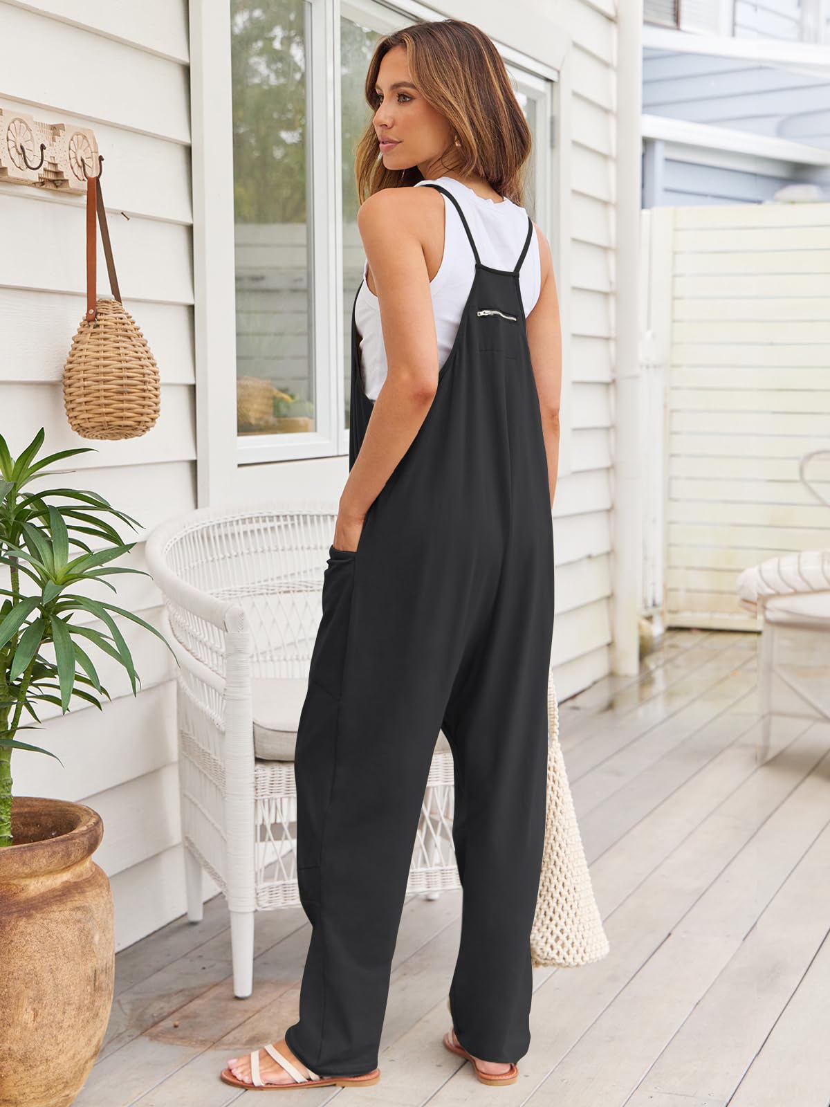 V-Neck Spaghetti Strap Jumpsuit Trendsi