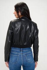 Coalition LA Zip Up Cropped Bomber Jacket - Trendsi