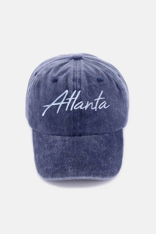 Gorra de béisbol lavada con bordado ATLANTA de Zenana