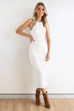 Slit Ribbed Round Neck Sleeveless Dress Trendsi