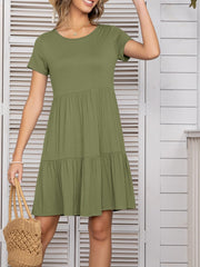 Round Neck Short Sleeve Mini Tee Dress - Trendsi