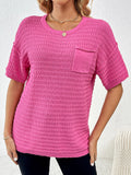 Round Neck Half Sleeve Knit Top - Flyclothing LLC