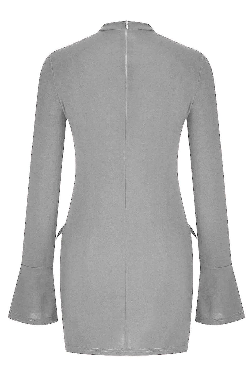 Mock Neck Long Sleeve Mini Dress - Trendsi