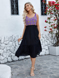 Openwork Wide Strap Midi Dress - Flyclothing LLC