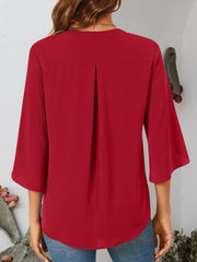 Notched Slit Half Sleeve Blouse Trendsi