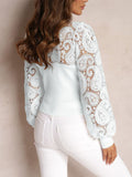 Lace Round Neck Long Sleeve T-Shirt - Trendsi