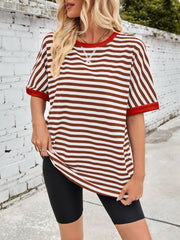 Lovelet Striped Round Neck Half Sleeve T-Shirt