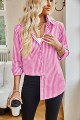 Striped Button Up Long Sleeve Shirt - Trendsi