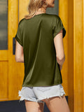 Boat Neck Short Sleeve Blouse - Flyclothing LLC