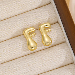 18K Gold-Plated Bubble Letter Stud Earrings - Trendsi