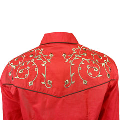 Rockmont Clothing Women’s Rhinestones & Scrolls Embroidery Western Shirt in Red