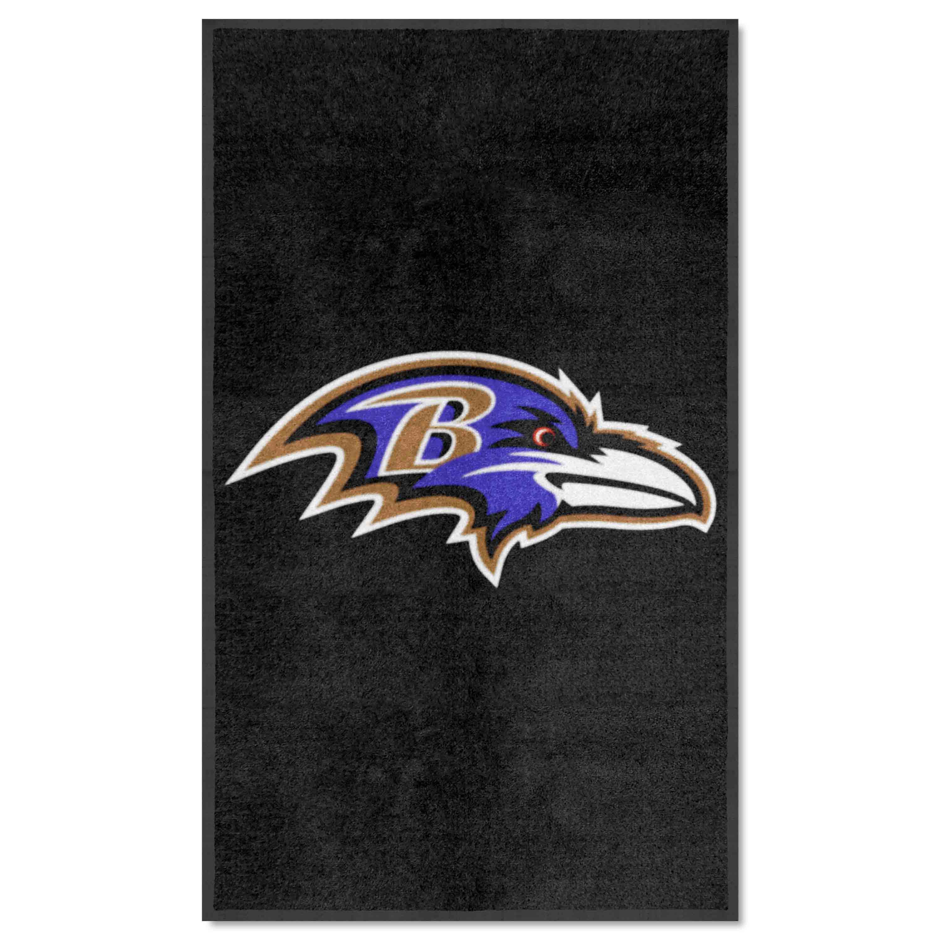 Baltimore Ravens 3X5 High-Traffic Mat with Durable Rubber Backing - Portrait Orientation - Baltimore Ravens