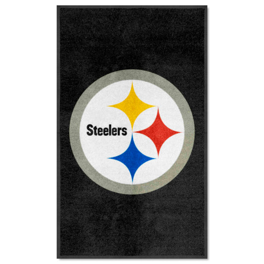 Pittsburgh Steelers 3X5 High-Traffic Mat with Durable Rubber Backing - Portrait Orientation