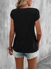 Asymmetrical Petal Sleeve T-Shirt