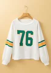 Number 76 Round Neck Long Sleeve Top