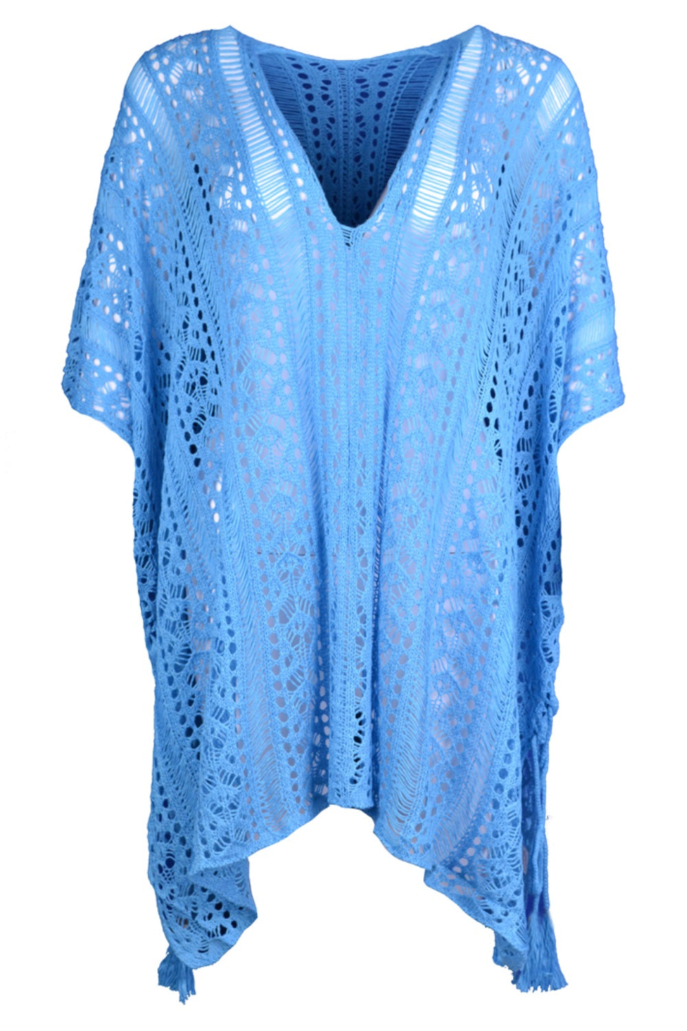 Cutout V-Neck Cover-Up with Tassel - Flyclothing LLC