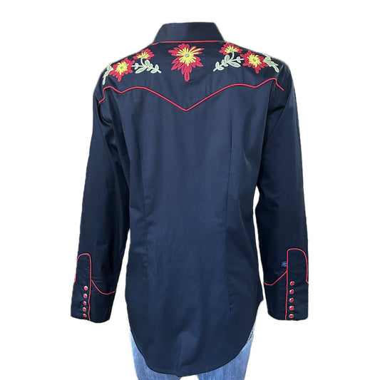 Rockmont Clothing Women's Black Vintage Floral Embroidered Western Shirt - Rockmount Clothing