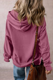 Drawstring Dropped Shoulder Long Sleeve Hoodie - Trendsi