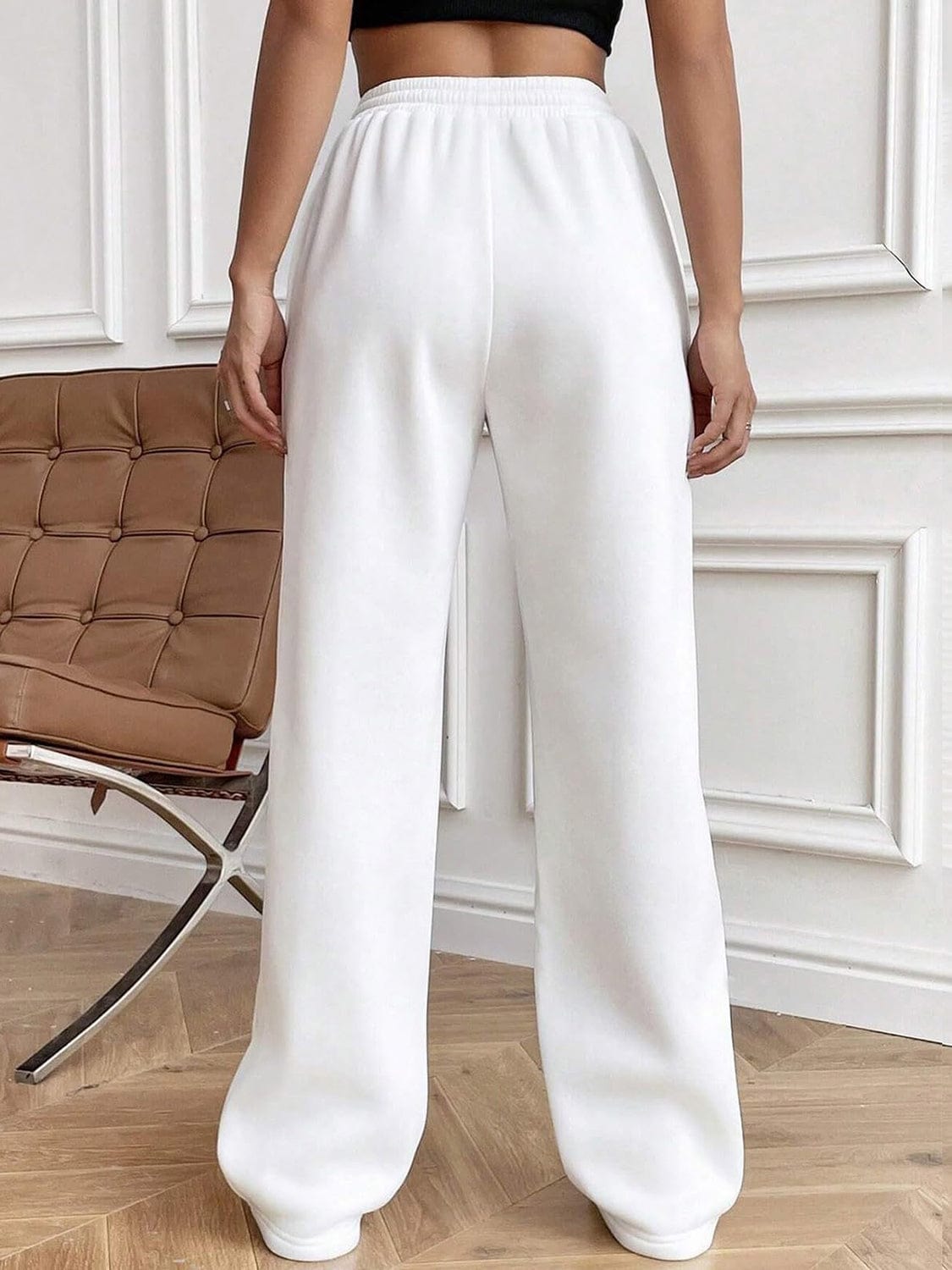 Drawstring Elastic Waist Pants with Pockets - Trendsi