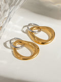 18K Gold-Plated Stainless Steel Contrast Asymmetrical  Earrings - Trendsi