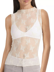 Lace Mock Neck Top - Trendsi