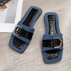 Buckle Trim Open Toe Sandals - Trendsi