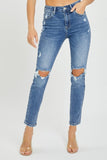 Risen Full Size High Rise Knee Distressed Skinny Jeans - Trendsi