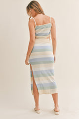 MABLE Striped Knit Cami and Midi Skirt Set Trendsi