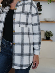 Plaid Collared Neck Long Sleeve Shacket