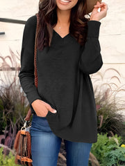 Full Size V-Neck Long Sleeve T-Shirt - Trendsi