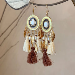 Alloy Rice Bead Dangle Earrings - Trendsi