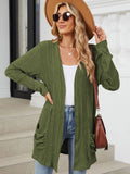 Pocketed Open Front Long Sleeve Cardigan