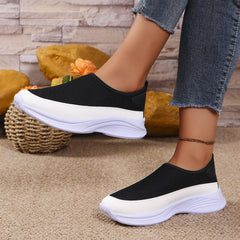 Mesh Contrast Flat Slip-Ons - Trendsi