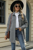 Houndstooth Button Up Dropped Shoulder Coat - Trendsi